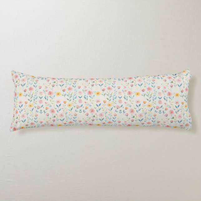 watercolor meadow bloom body pillow (Front)