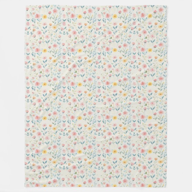watercolor meadow bloom fleece blanket (Front)