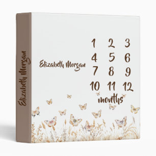 Watercolor Meadow Butterflies  3 Ring Binder