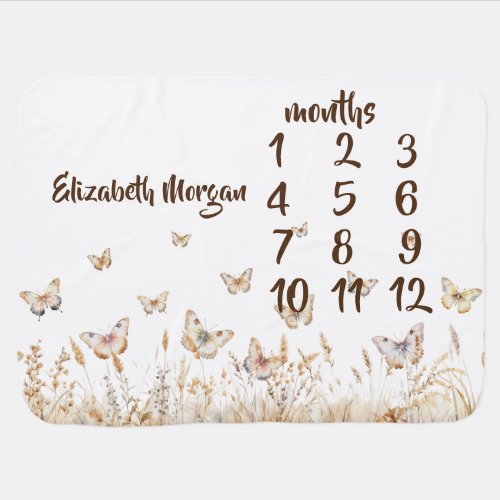 Watercolor Meadow Butterflies  Baby Blanket