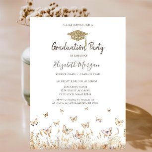 Watercolor Meadow Butterflies Graduation  Invitation