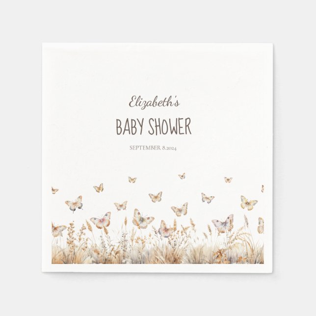 Watercolor Meadow Butterflies  Napkins (Front)