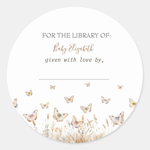 Watercolor Meadow Butterflies Pregnancy  Classic Round Sticker