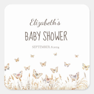 Watercolor Meadow Butterflies Square Sticker