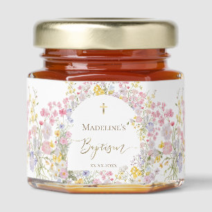 watercolor meadow flowers Baptism Honey Jar Favors