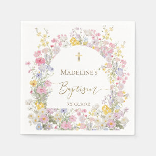 watercolor meadow flowers Baptism Napkins