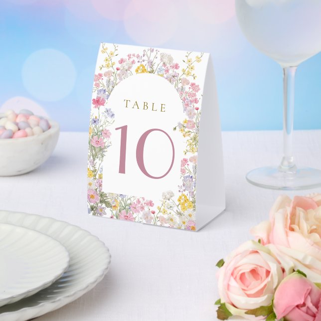  watercolor meadow flowers table number paper table tent  (Insitu(Wedding))