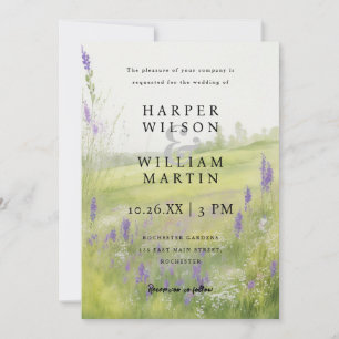 Watercolor meadow Landscape wedding invitation