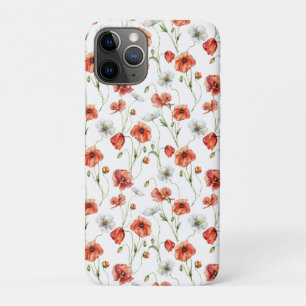 Watercolor Meadow Poppies And White Wildflowers iPhone 11 Pro Case