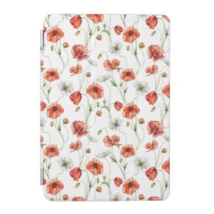 Watercolor Meadow Poppies And White Wildflowers iPad Mini Cover