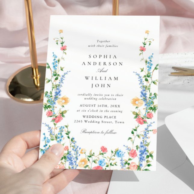 Watercolor Meadow Wildflower Bohemian Wedding Invitation (Creator Uploaded)
