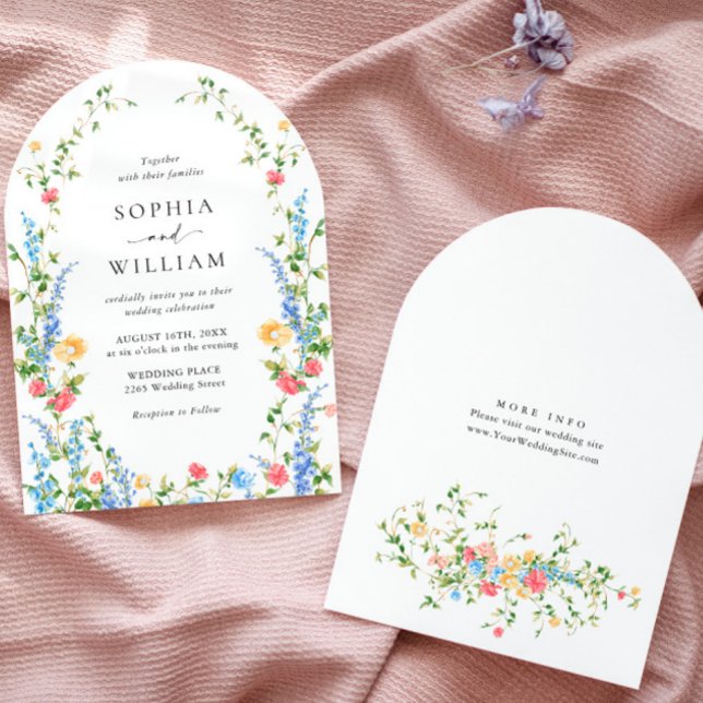 Watercolor Meadow Wildflower Bohemian Wedding Invitation (Creator Uploaded)