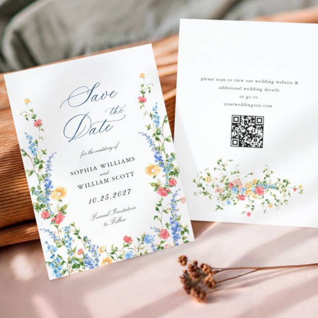 Watercolor Meadow Wildflower Bohemian Wedding Save The Date (Creator Uploaded)