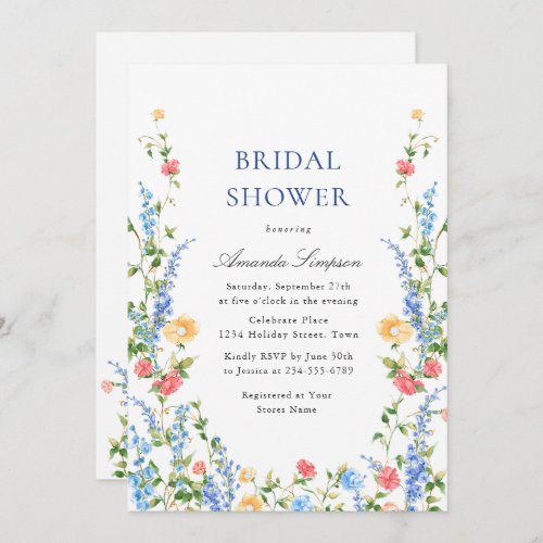 Watercolor Meadow Wildflower Boho Bridal Shower Invitation