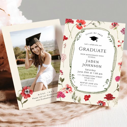 Watercolor Meadow Wildflower Boho Graduation Party
