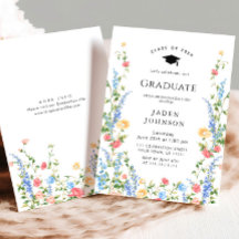 Watercolor Meadow Wildflower Boho Graduation Party