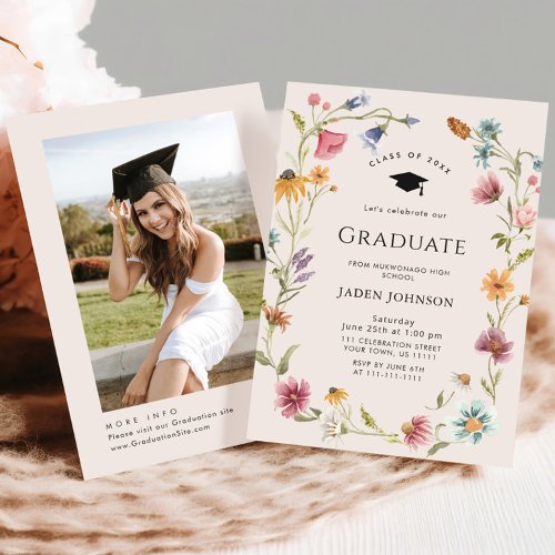 Watercolor Meadow Wildflower Boho Graduation Party