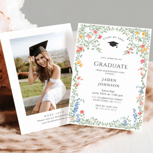 Watercolor Meadow Wildflower Boho Graduation Party