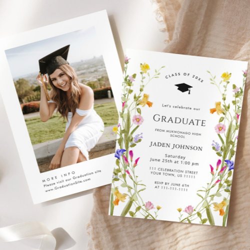 Watercolor Meadow Wildflower Boho Graduation Party