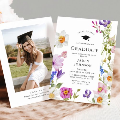 Watercolor Meadow Wildflower Boho Graduation Party