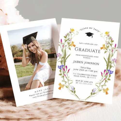 Watercolor Meadow Wildflower Boho Graduation Party