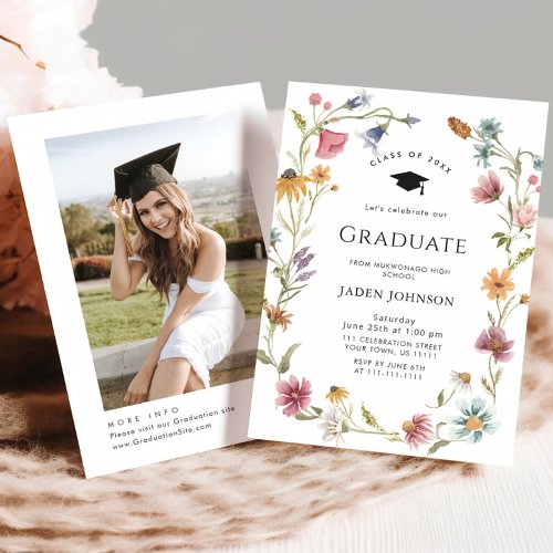 Watercolor Meadow Wildflower Boho Graduation Party