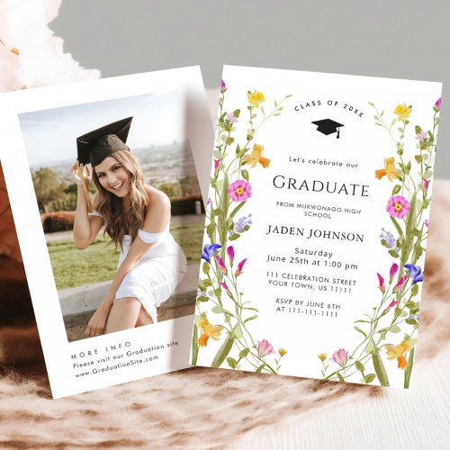 Watercolor Meadow Wildflower Boho Graduation Party