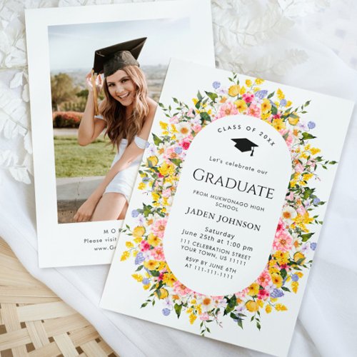 Watercolor Meadow Wildflower Boho Graduation Party