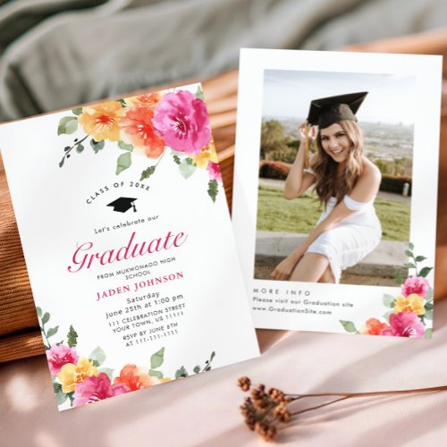 Watercolor Meadow Wildflower Boho Graduation Party