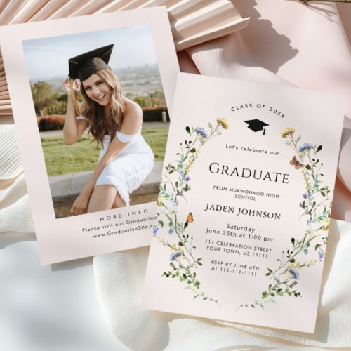 Watercolor Meadow Wildflower Boho Graduation Party