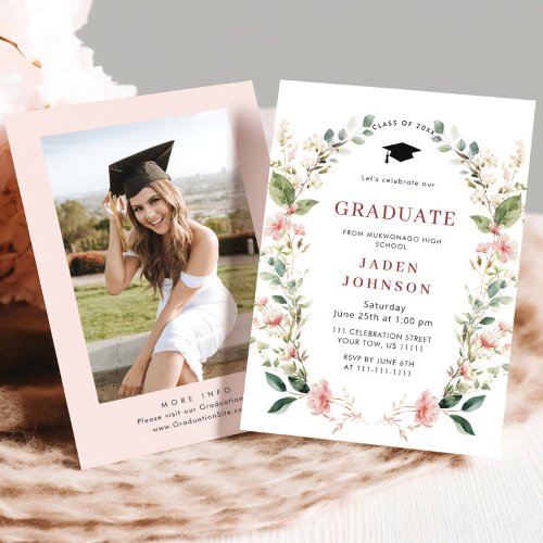 Watercolor Meadow Wildflower Boho Graduation Party