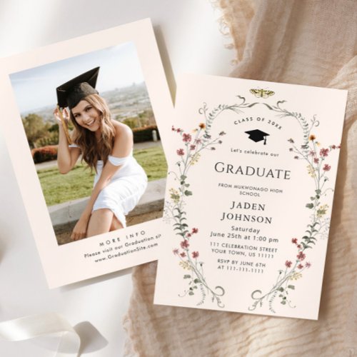 Watercolor Meadow Wildflower Boho Graduation Party