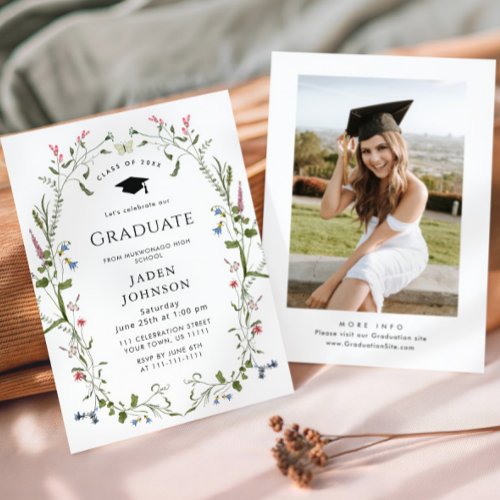 Watercolor Meadow Wildflower Boho Graduation Party