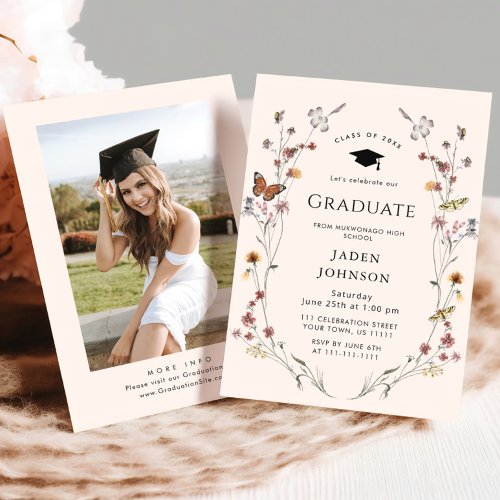 Watercolor Meadow Wildflower Boho Graduation Party