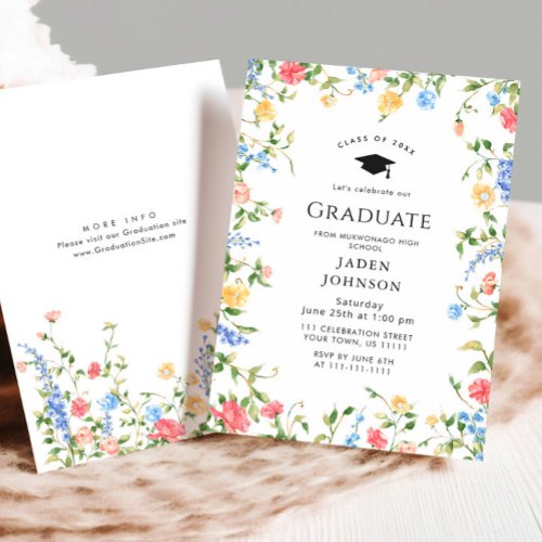 Watercolor Meadow Wildflower Boho Graduation Party