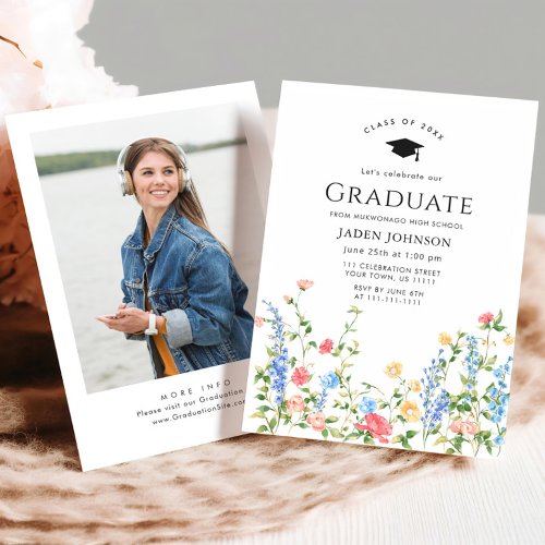 Watercolor Meadow Wildflower Boho Graduation Party