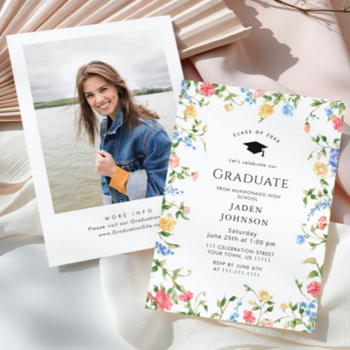 Watercolor Meadow Wildflower Boho Graduation Party