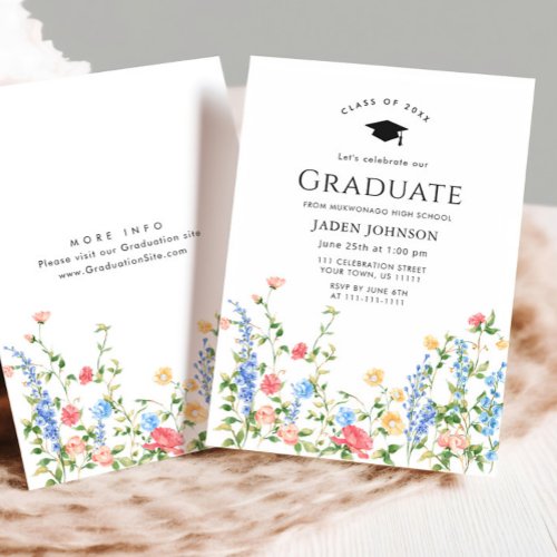 Watercolor Meadow Wildflower Boho Graduation Party