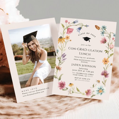 Watercolor Meadow Wildflower Boho Graduation Party