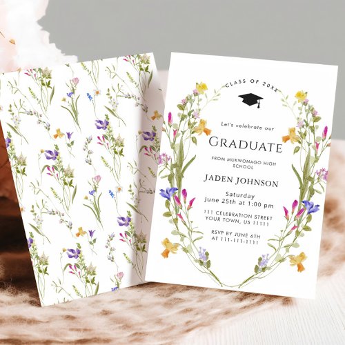 Watercolor Meadow Wildflower Boho Graduation Party