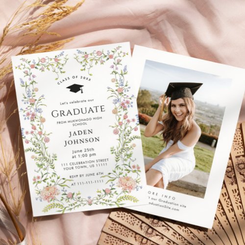 Watercolor Meadow Wildflower Boho Graduation Party