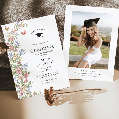 Watercolor Meadow Wildflower Boho Graduation Party