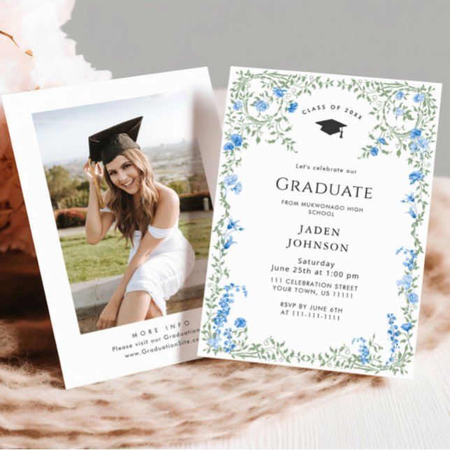 Watercolor Meadow Wildflower Boho Graduation Party Invitation (Creator Uploaded)