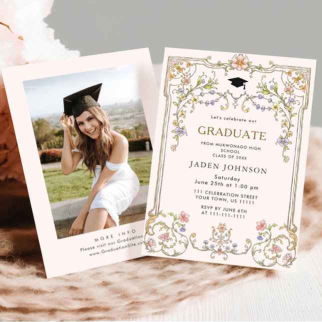 Watercolor Meadow Wildflower Boho Graduation Party Invitation (Creator Uploaded)