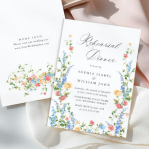 Watercolor Meadow Wildflower Boho Rehearsal Dinner Invitation