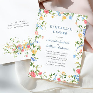 Watercolor Meadow Wildflower Boho Rehearsal Dinner Invitation