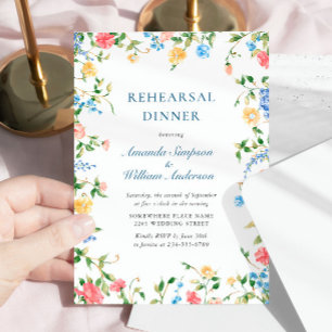 Watercolor Meadow Wildflower Boho Rehearsal Dinner Invitation