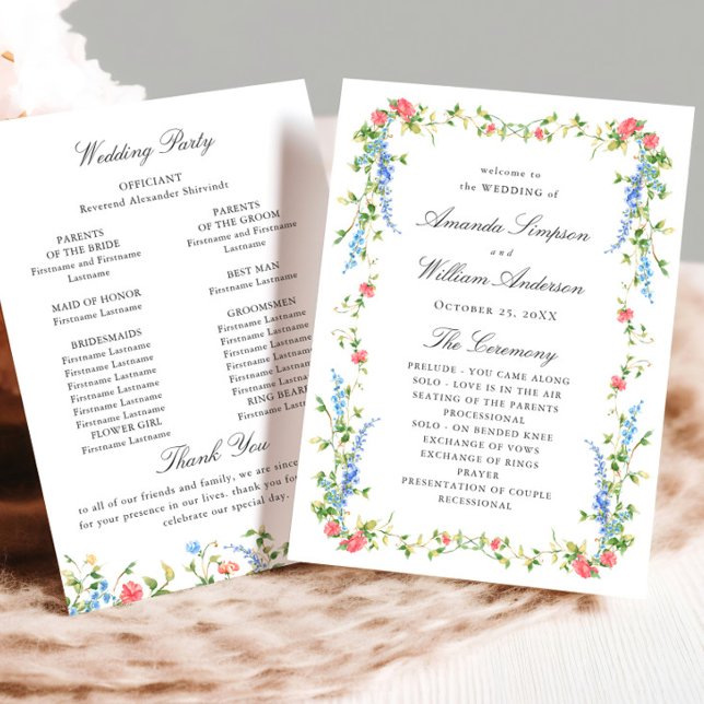 Watercolor Meadow Wildflower Boho Wedding Ceremony Program (Creator Uploaded)