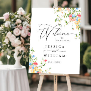 Watercolor Meadow Wildflower Boho WELCOME Wedding Foam Board