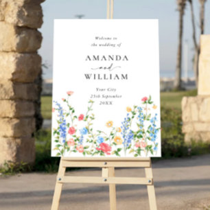 Watercolor Meadow Wildflower Boho WELCOME Wedding Foam Board